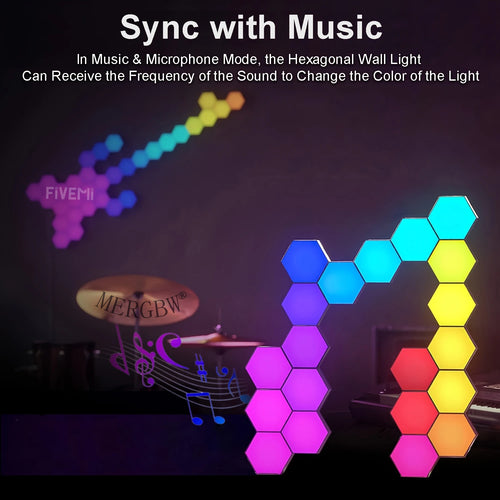 RGB hexagon wall lights